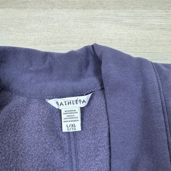 Athleta Open Front Tie Waist Cardigan Size L/XL Purple Cozy Cotton NEW - Picture 4 of 4